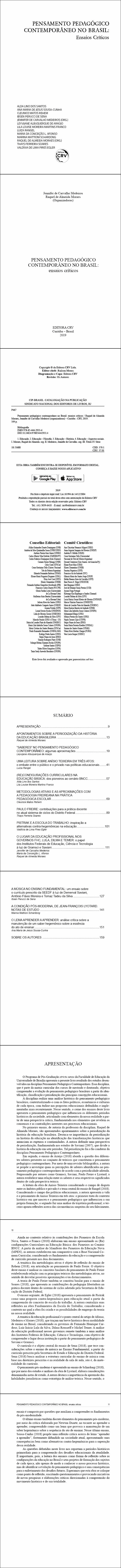 PENSAMENTO PEDAGÓGICO CONTEMPORÂNEO NO BRASIL:<br> ensaios críticos