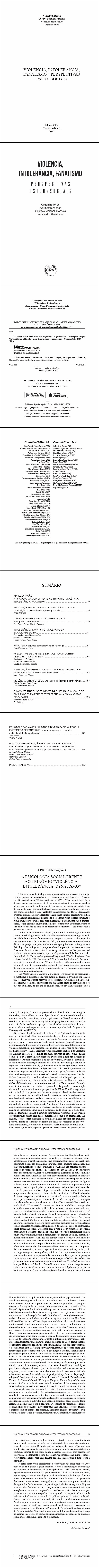 VIOLÊNCIA, INTOLERÂNCIA, FANATISMO <br> PERSPECTIVAS PSICOSSOCIAIS