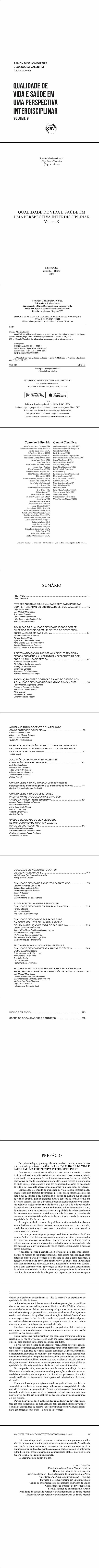 QUALIDADE DE VIDA E SAÚDE EM UMA PERSPECTIVA INTERDISCIPLINAR <br>Volume 9