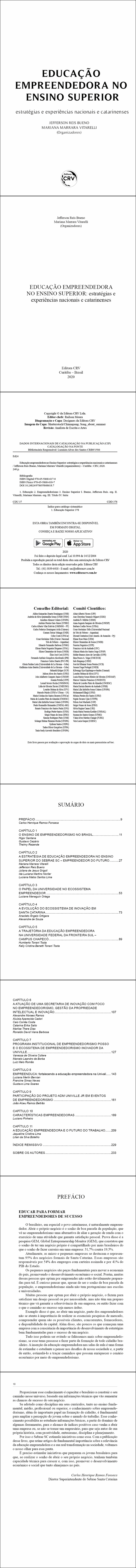 EDUCAÇÃO EMPREENDEDORA NO ENSINO SUPERIOR:<br>estratégias e experiências nacionais e catarinenses