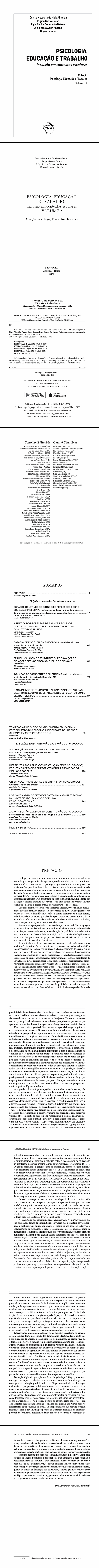 PSICOLOGIA, EDUCAÇÃO E TRABALHO: <br> inclusão em contextos escolares - VOLUME 2 <br> Coleção: Psicologia, Educação e Trabalho