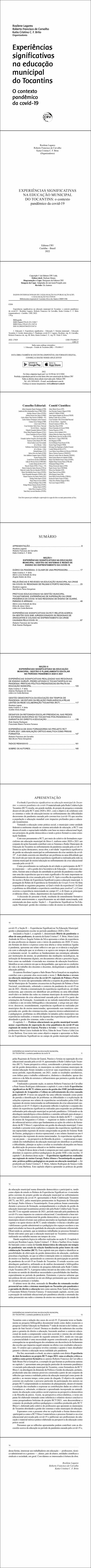 EXPERIÊNCIAS SIGNIFICATIVAS NA EDUCAÇÃO MUNICIPAL DO TOCANTINS: <br>o contexto pandêmico da covid-19