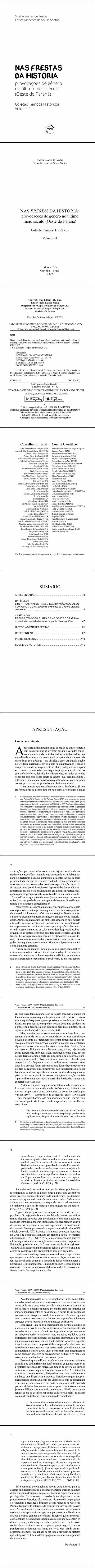 NAS FRESTAS DA HISTÓRIA:<br> provocações de gênero no último meio século (Oeste do Paraná)<br> Coleção Tempos Históricos<br> Volume 24