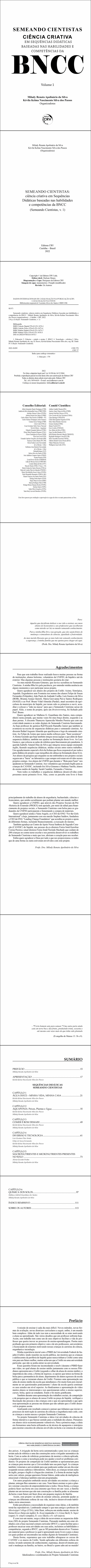 SEMEANDO CIENTISTAS:<br> ciência criativa em Sequências Didáticas baseadas nas habilidades e competências da BNCC<br> (Semeando Cientistas, v. 1)