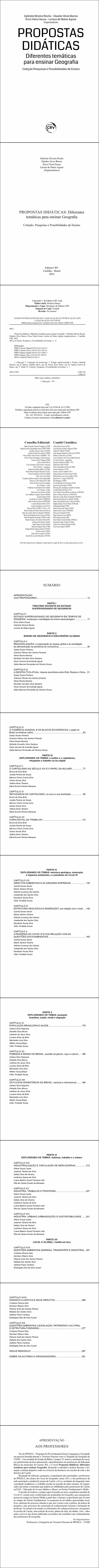 PROPOSTAS DIDÁTICAS<br>Diferentes temáticas para ensinar Geografia <br>Coleção: Pesquisas e Possibilidades de Ensino