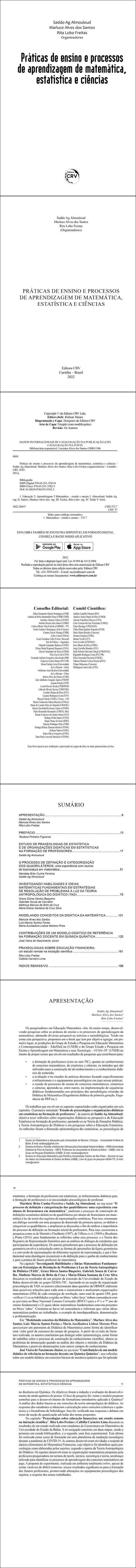 PRÁTICAS DE ENSINO E PROCESSOS DE APRENDIZAGEM DE MATEMÁTICA, ESTATÍSTICA E CIÊNCIAS