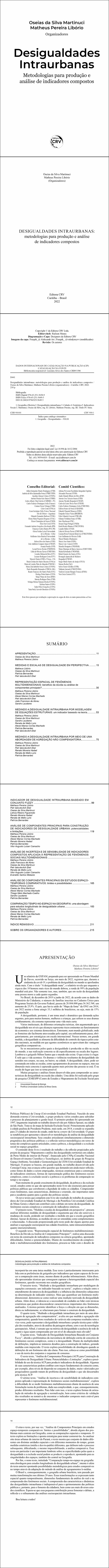 DESIGUALDADES INTRAURBANAS<br> metodologias para produção e análise de indicadores compostos